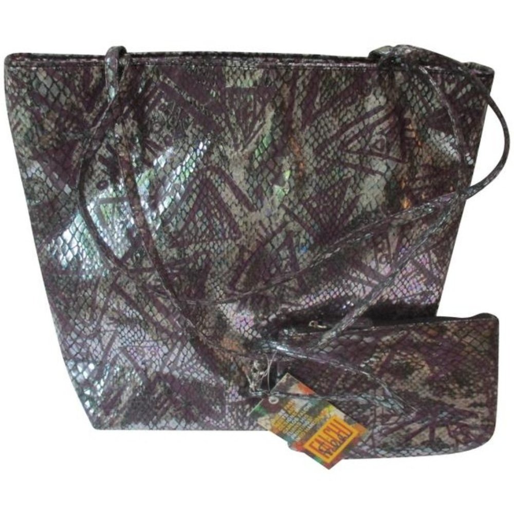 *Carlos Falchi Purple Metallic with Cosmetic Bag